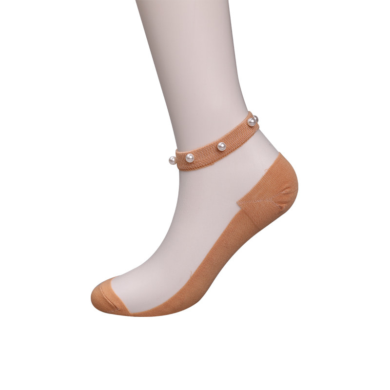 Mode nylon transparante zijde katoenen onderkant vrouwen bootsokken top parel glas kristal zijde vrouwen bootsokken WSD1288