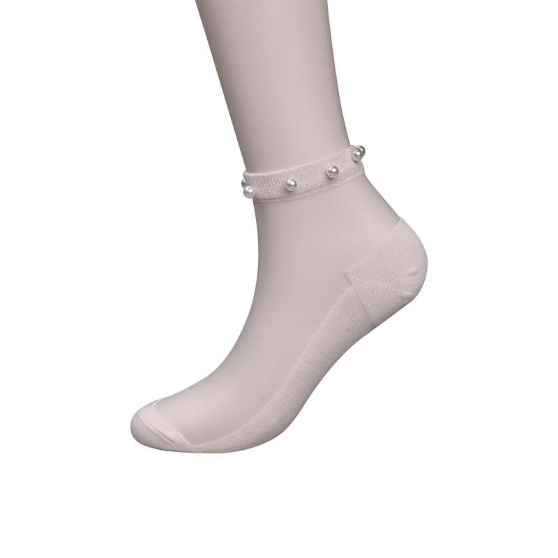 Mode nylon transparante zijde katoenen onderkant vrouwen bootsokken top parel glas kristal zijde vrouwen bootsokken WSD1288