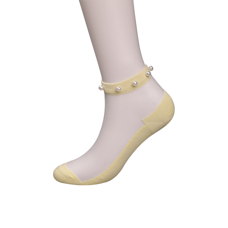 Mode nylon transparante zijde katoenen onderkant vrouwen bootsokken top parel glas kristal zijde vrouwen bootsokken WSD1288