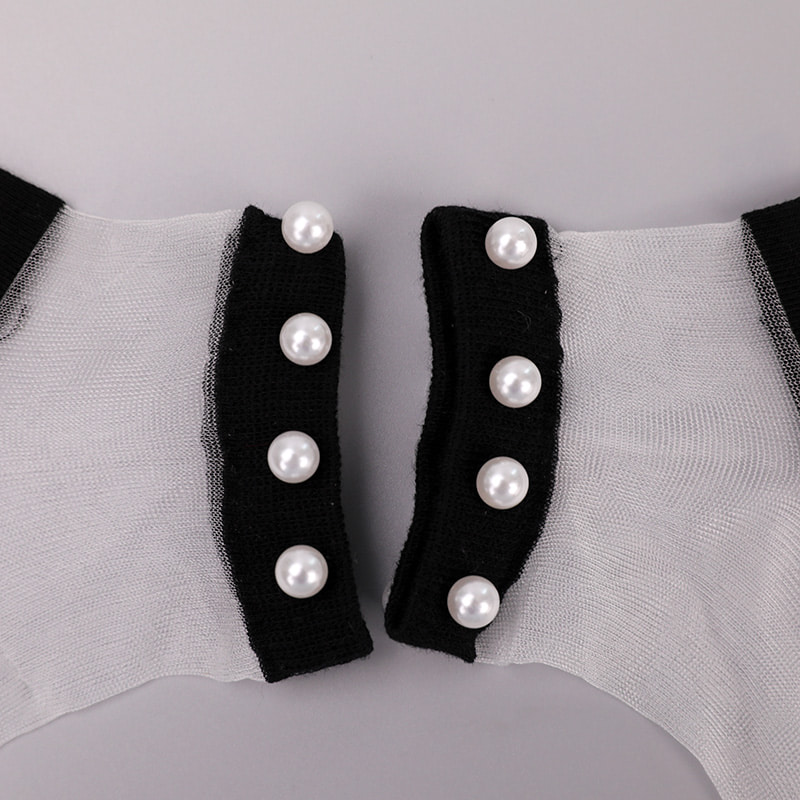 Mode nylon transparante zijde katoenen onderkant vrouwen bootsokken top parel glas kristal zijde vrouwen bootsokken WSD1288