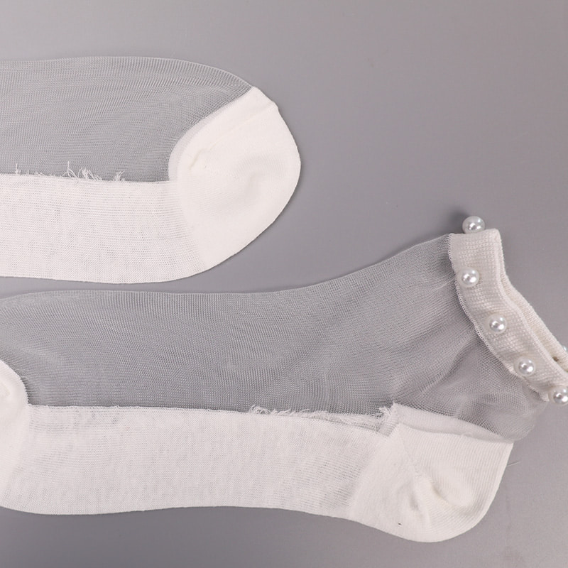 Mode nylon transparante zijde katoenen onderkant vrouwen bootsokken top parel glas kristal zijde vrouwen bootsokken WSD1288
