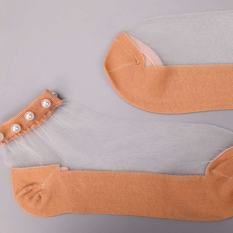 Mode nylon transparante zijde katoenen onderkant vrouwen bootsokken top parel glas kristal zijde vrouwen bootsokken WSD1288