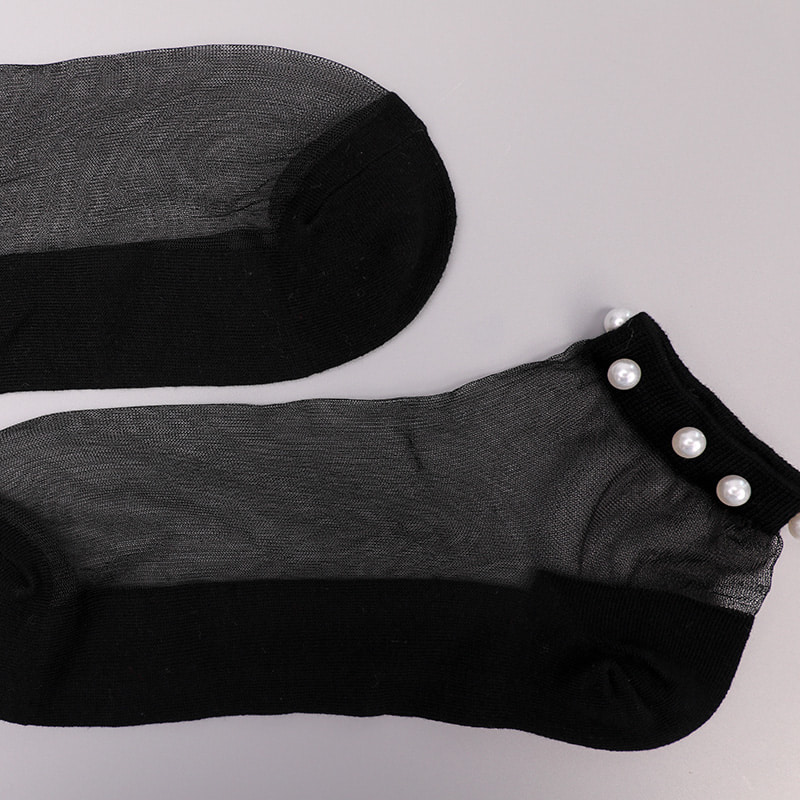 Mode nylon transparante zijde katoenen onderkant vrouwen bootsokken top parel glas kristal zijde vrouwen bootsokken WSD1288