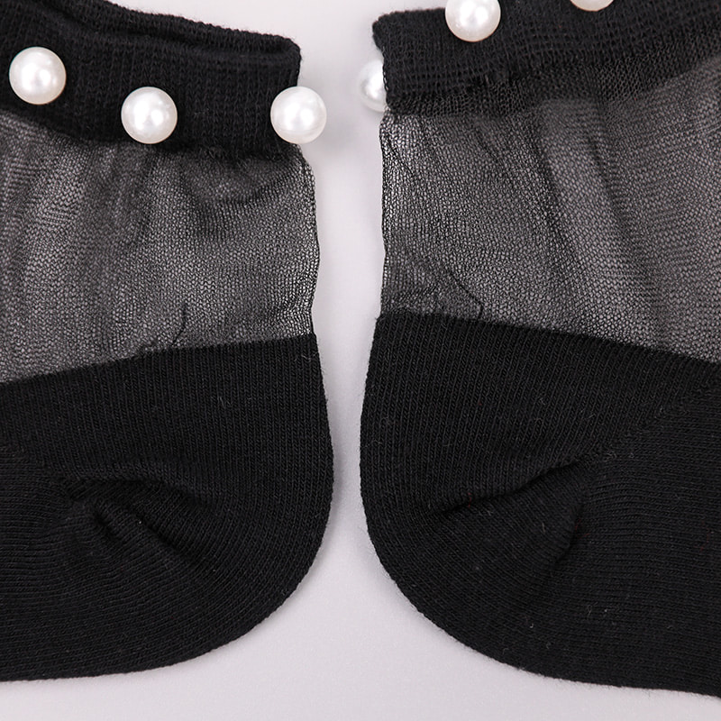 Mode nylon transparante zijde katoenen onderkant vrouwen bootsokken top parel glas kristal zijde vrouwen bootsokken WSD1288