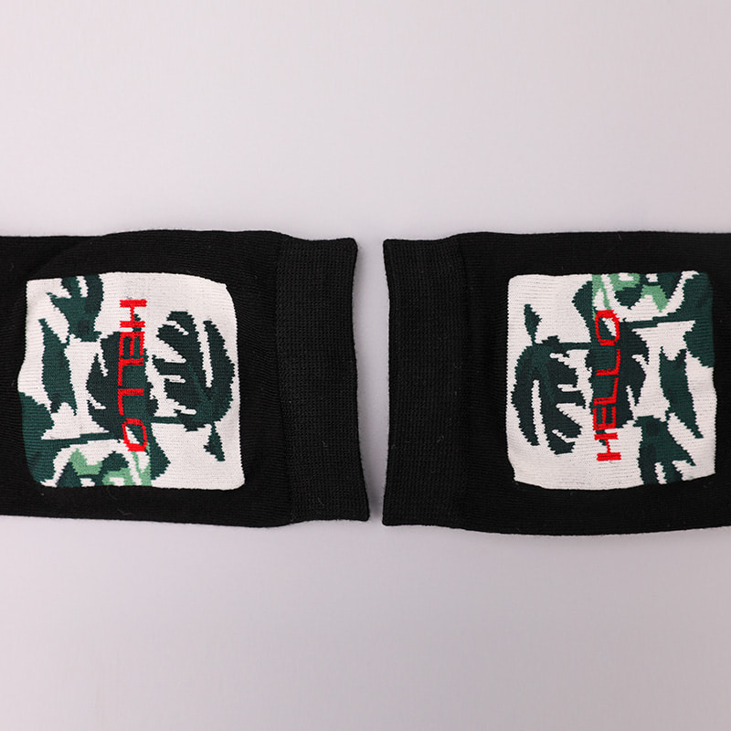 Zacht gesponnen zijde, nylon omwikkeld met spandex imitatie 3D-geprinte jacquard, met de hand gestikte herfst- en winterherensokken WSD2850