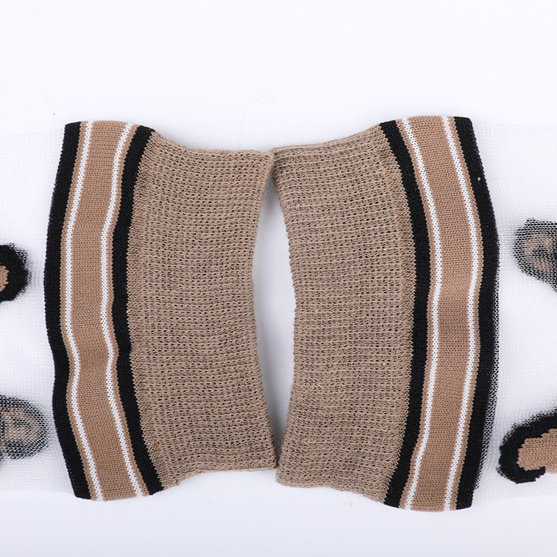 Mode transparante nylon zijde katoenen onderkant damessokken Luipaardpatroon bloem transparante zijden damessokken Kristal zijden damessokken WSD1939