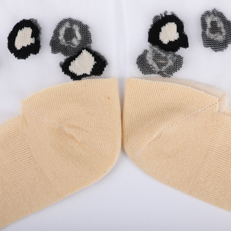 Mode transparante nylon zijde katoenen onderkant damessokken Luipaardpatroon bloem transparante zijden damessokken Kristal zijden damessokken WSD1939