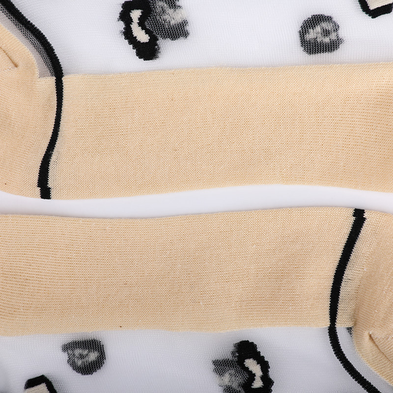 Mode transparante nylon zijde katoenen onderkant damessokken Luipaardpatroon bloem transparante zijden damessokken Kristal zijden damessokken WSD1939