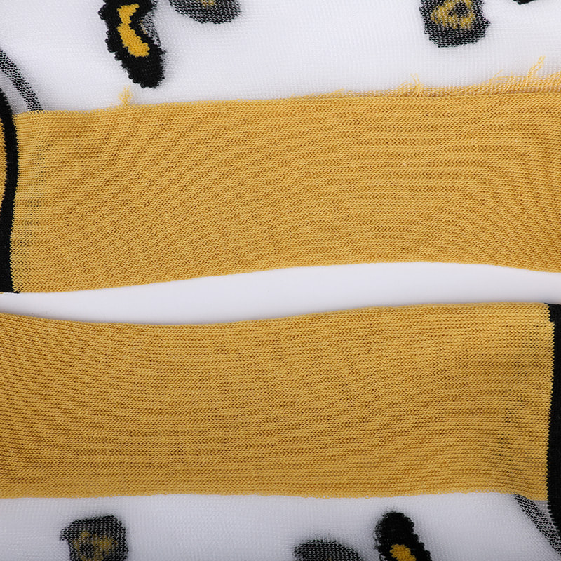 Mode transparante nylon zijde katoenen onderkant damessokken Luipaardpatroon bloem transparante zijden damessokken Kristal zijden damessokken WSD1939