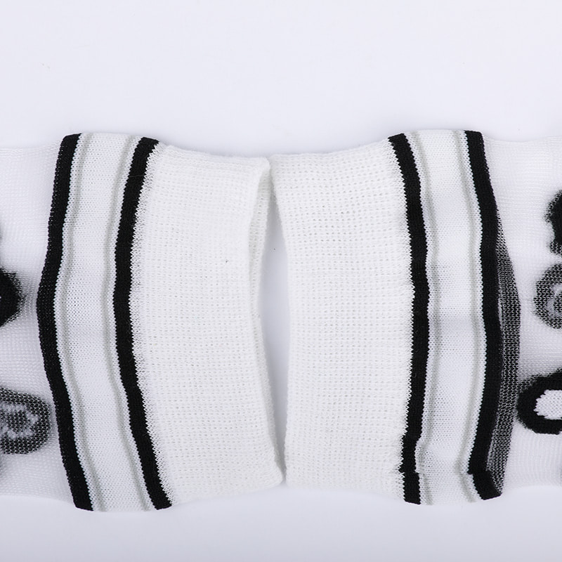 Mode transparante nylon zijde katoenen onderkant damessokken Luipaardpatroon bloem transparante zijden damessokken Kristal zijden damessokken WSD1939