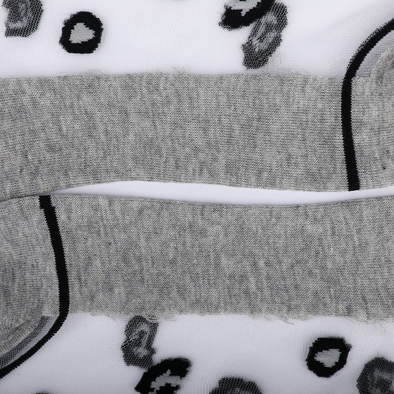 Mode transparante nylon zijde katoenen onderkant damessokken Luipaardpatroon bloem transparante zijden damessokken Kristal zijden damessokken WSD1939